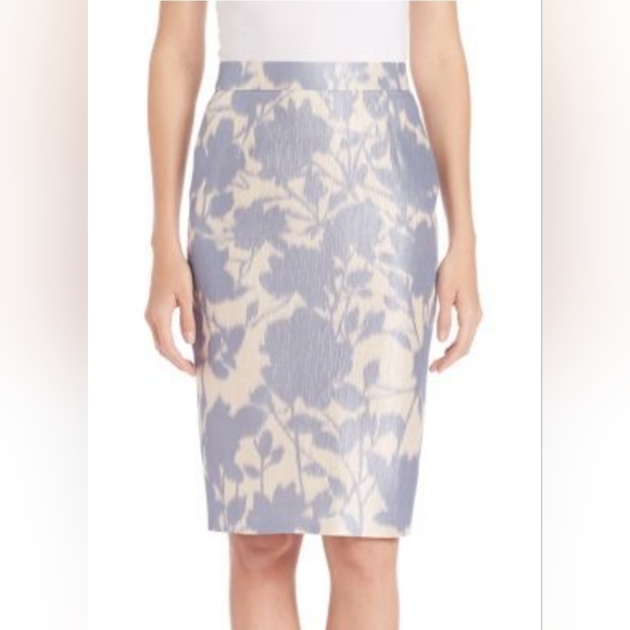 Escada Dresses & Skirts - 🆕️ 💙Escada💙 - "Ravu" Blue/Cream Floral Silk/Cotton Pencil Skirt